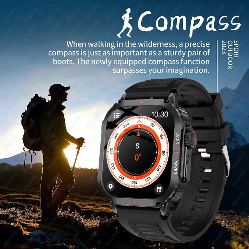 1.95"Outdoor Military GPS Sport Smart Watch Men Bluetooth Call Smartwatch For Xiaomi Android IOS IP68 Waterproof Ftiness Watches